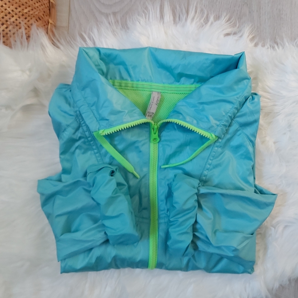 Old Navy Neon green and blue wind breaker jacket - Picture 3 of 9